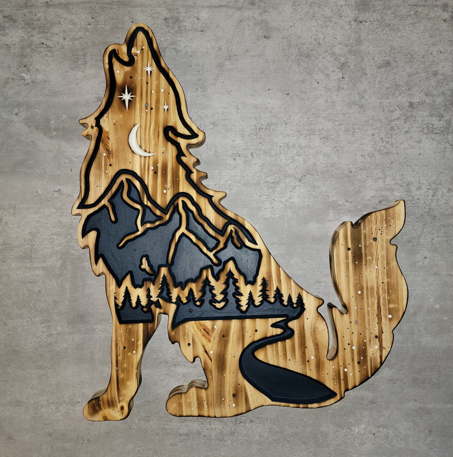 Carved Wooden Wolf